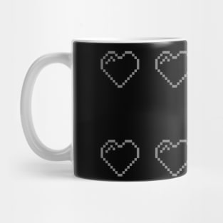 Pixel Art: GREY HEART Outiline Emoji Bitmap Mug